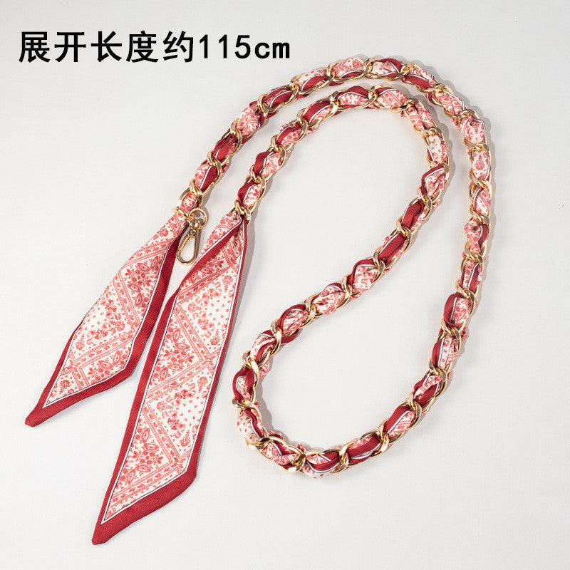 115cm Scarf Woven Bag Chain Strap | Decorative Shoulder Strap | Crossbody Replacement Chain | Sling Bag Tali/ Rantai Bag