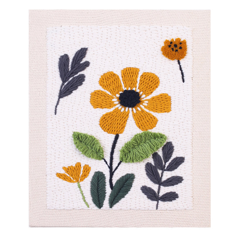 Punch Needle Embroidery Kit with Hoop & Tool | DIY Rug Punch Kit Flower Pattern | Russian Poke Needle Set