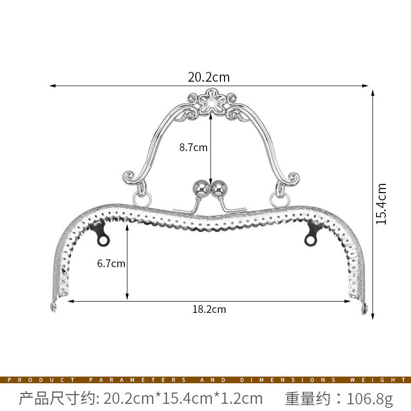 Embossed M-Shape Plum Blossom Metal Purse Frame DIY Handbag Hardware Clasp Lock | Kiss Lock Frame