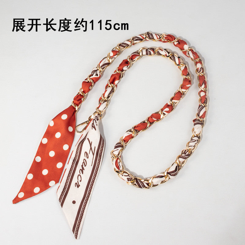 115cm Scarf Woven Bag Chain Strap | Decorative Shoulder Strap | Crossbody Replacement Chain | Sling Bag Tali/ Rantai Bag