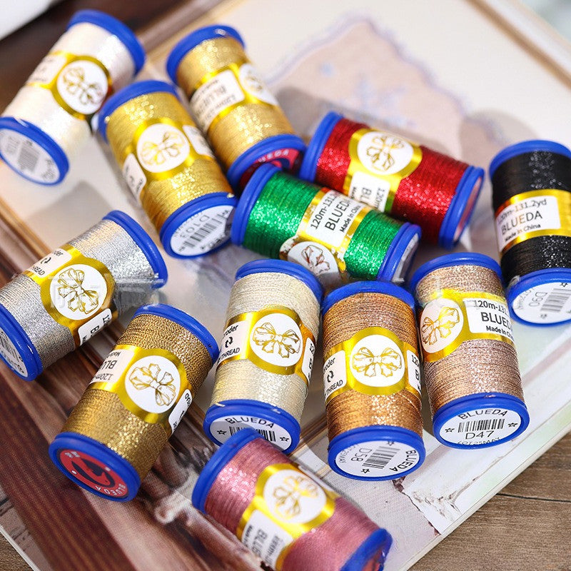 Metallic Gold Silver Thread for DIY Craft | Embroidery Cross Stitch Jewelry Making Thread Floss| Benang Sulam Emasculate