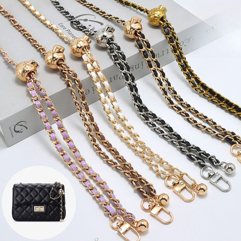120cm- PU Leather Chain Strap with Adjustable Gold Ball Buckle | Crossbody Bag Chain Replacement | Tali / Rantai Bag