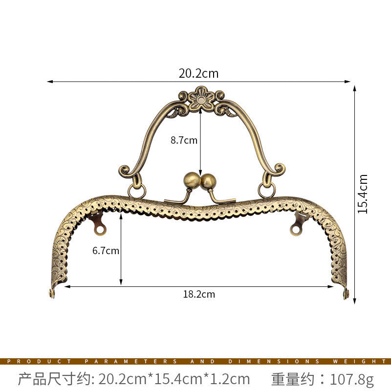 Embossed M-Shape Plum Blossom Metal Purse Frame DIY Handbag Hardware Clasp Lock | Kiss Lock Frame