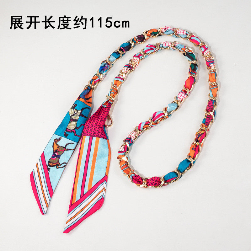 115cm Scarf Woven Bag Chain Strap | Decorative Shoulder Strap | Crossbody Replacement Chain | Sling Bag Tali/ Rantai Bag