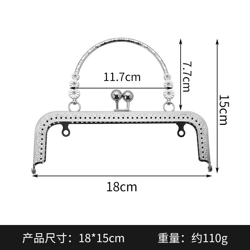 Embossed M-Shape Plum Blossom Metal Purse Frame DIY Handbag Hardware Clasp Lock | Kiss Lock Frame