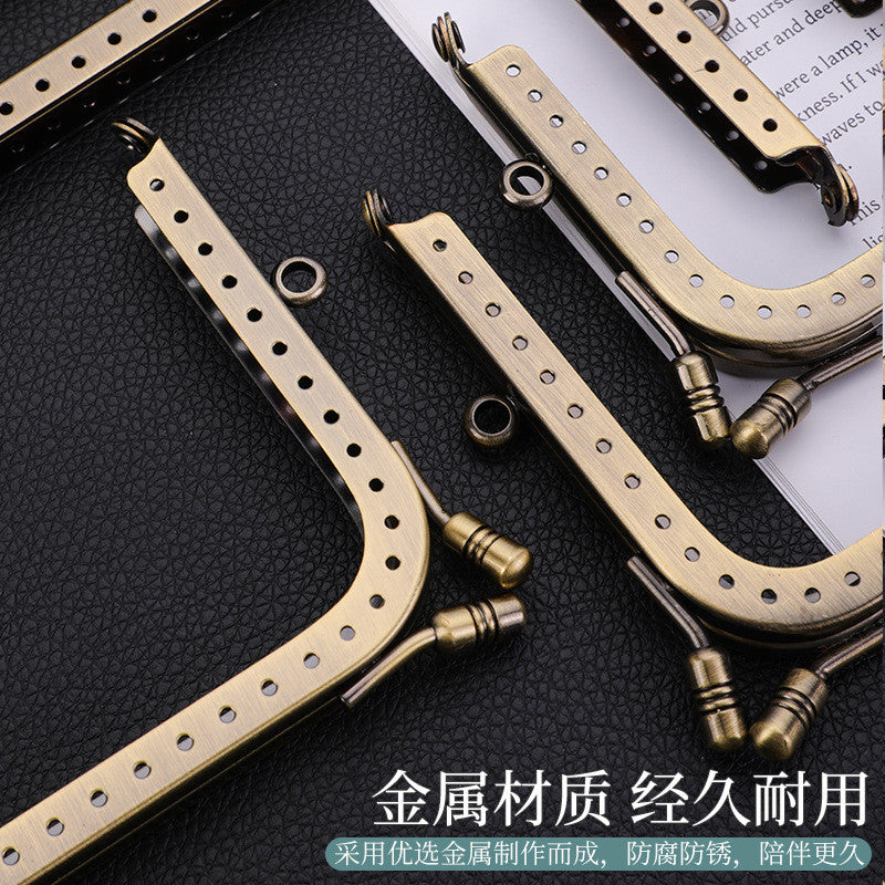 Antique Bronze Square L-Shape Metal Purse Frame | Kiss Lock | Purse Clasps | Accessories