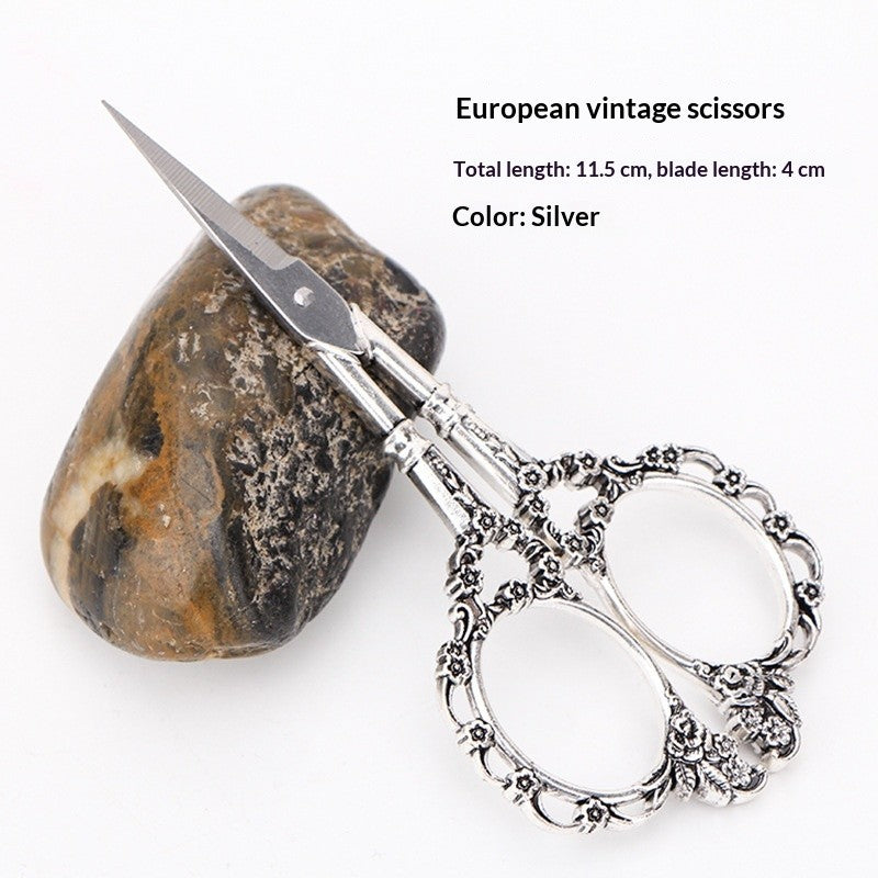 Classic European Handcrafted Scissors – Small Stainless Steel Tailor Tool with Ornate Pattern | Small Cutter
