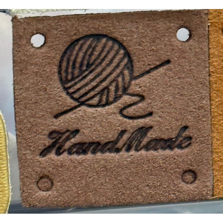 5pcs Handmade Microfiber Label Tag Color Tag Square Size Tag 彩色标签handmade毛线球四孔麂皮绒超纤皮标