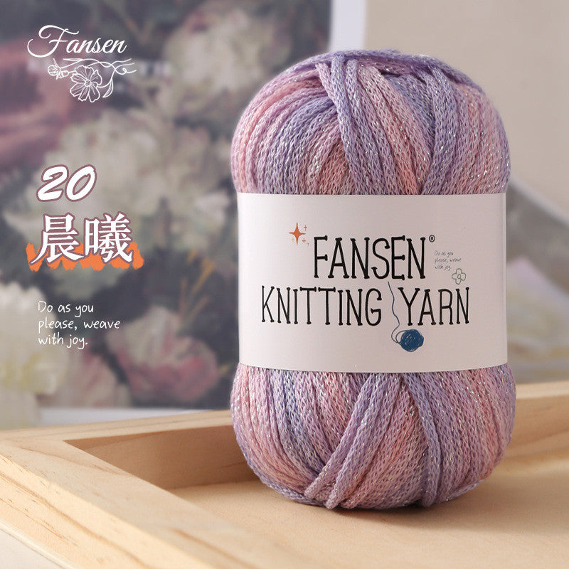 2.5mm Glitter Gradient Yarn | Graffiti Style Hollow Cotton Crochet Yarn | Benang Kait | Bag Crochet Yarn