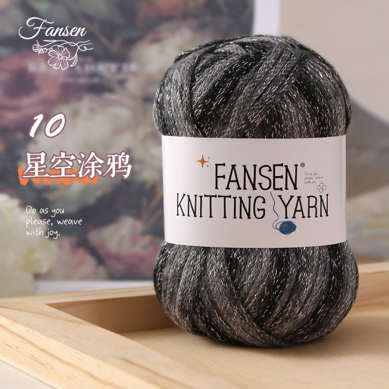 2.5mm Glitter Gradient Yarn | Graffiti Style Hollow Cotton Crochet Yarn | Benang Kait | Bag Crochet Yarn