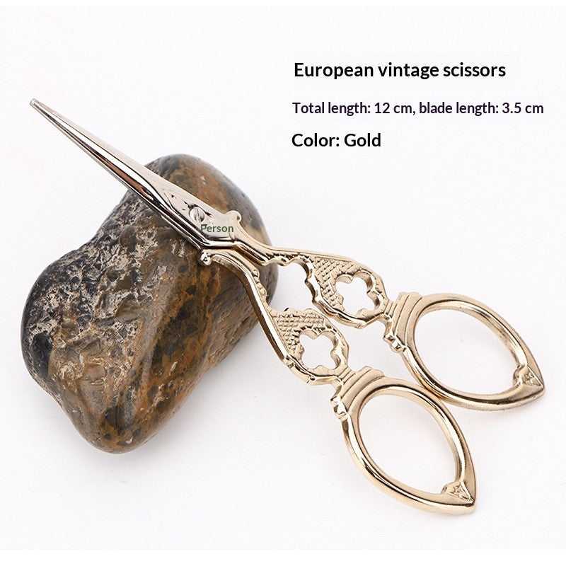 Classic European Handcrafted Scissors – Small Stainless Steel Tailor Tool with Ornate Pattern | Small Cutter