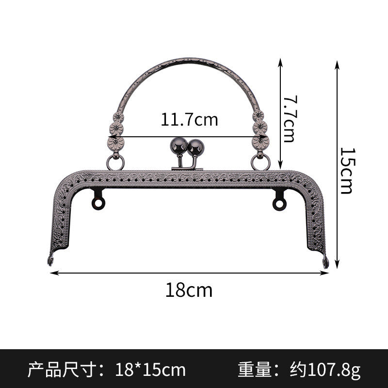 Embossed M-Shape Plum Blossom Metal Purse Frame DIY Handbag Hardware Clasp Lock | Kiss Lock Frame