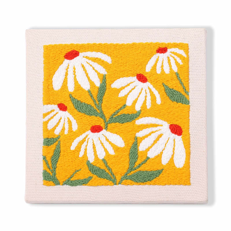 Punch Needle Embroidery Kit with Hoop & Tool | DIY Rug Punch Kit Flower Pattern | Russian Poke Needle Set