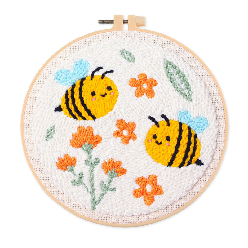 Punch Needle Embroidery Kit with Hoop & Tool | DIY Rug Punch Kit Flower Pattern | Russian Poke Needle Set
