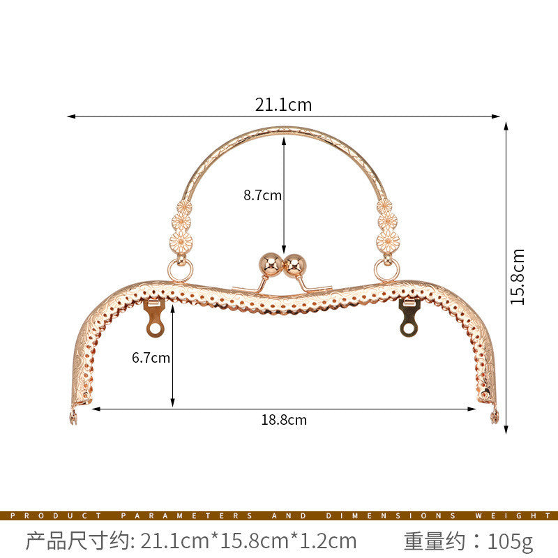 Embossed M-Shape Plum Blossom Metal Purse Frame DIY Handbag Hardware Clasp Lock | Kiss Lock Frame