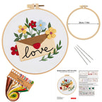 DIY Embroidery Kit Flower Bouquet Pattern | Sunflower Vase Hand Embroidery Starter Kit | Needlework  Set Sulaman Tangan