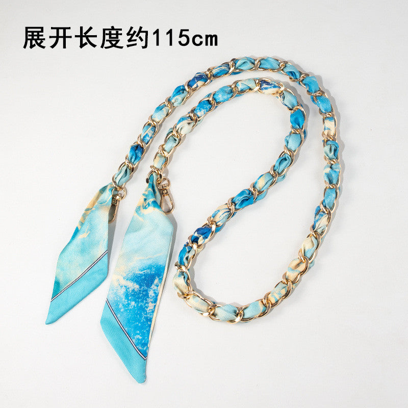115cm Scarf Woven Bag Chain Strap | Decorative Shoulder Strap | Crossbody Replacement Chain | Sling Bag Tali/ Rantai Bag