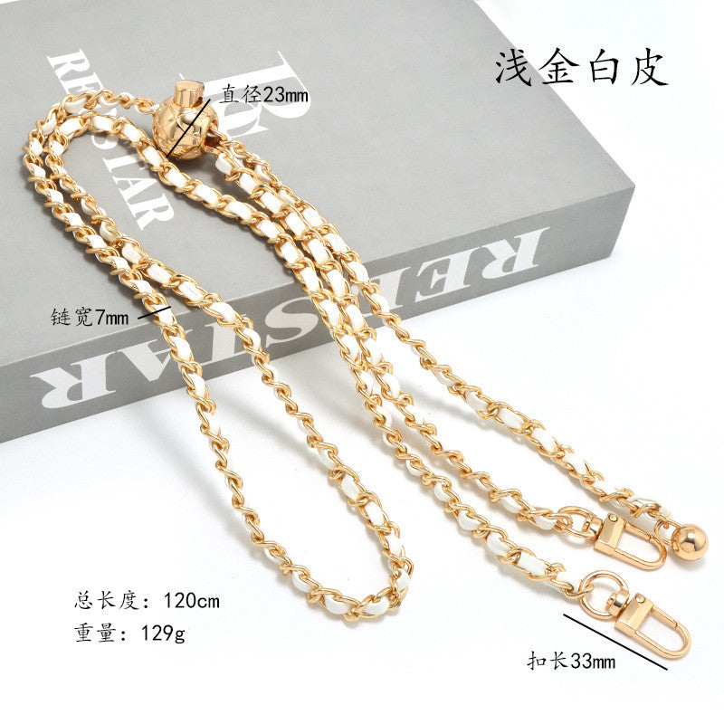 120cm- PU Leather Chain Strap with Adjustable Gold Ball Buckle | Crossbody Bag Chain Replacement | Tali / Rantai Bag