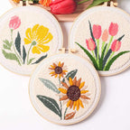 Punch Needle Embroidery Kit with Hoop & Tool | DIY Rug Punch Kit Flower Pattern | Russian Poke Needle Set