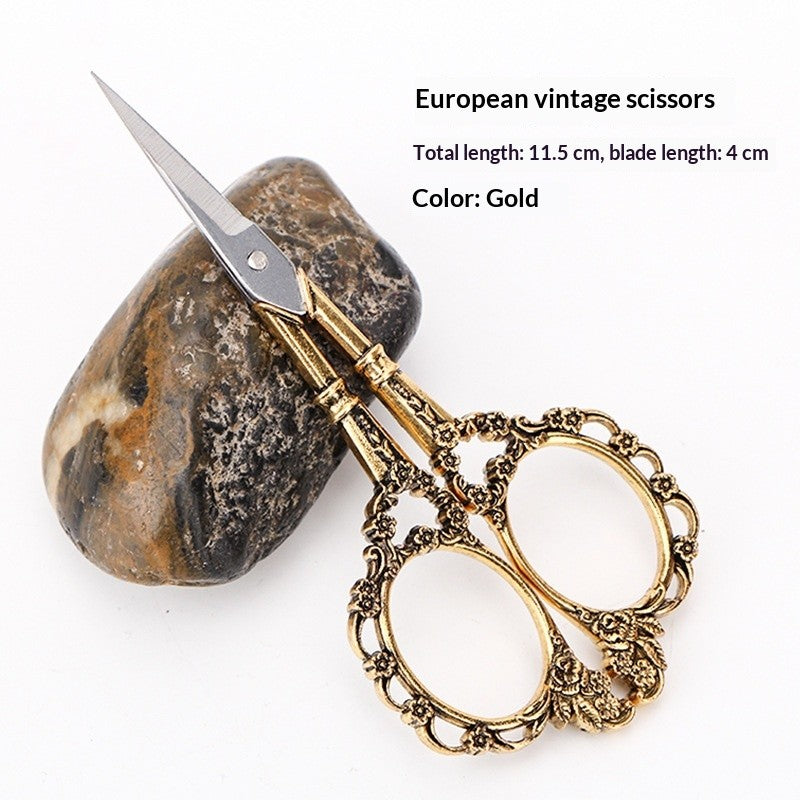Classic European Handcrafted Scissors – Small Stainless Steel Tailor Tool with Ornate Pattern | Small Cutter