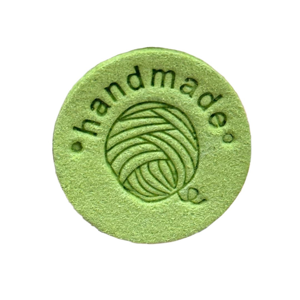 5pcs Handmade Microfiber Label Tag Color Tag O Size Tag 彩色标签handmade圆形两孔压花麂皮绒皮标