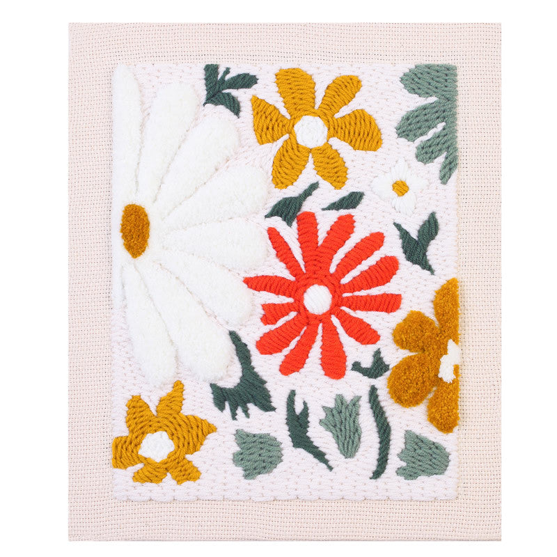 Punch Needle Embroidery Kit with Hoop & Tool | DIY Rug Punch Kit Flower Pattern | Russian Poke Needle Set