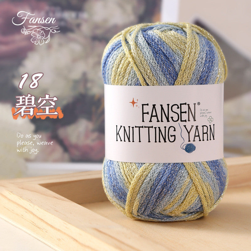 2.5mm Glitter Gradient Yarn | Graffiti Style Hollow Cotton Crochet Yarn | Benang Kait | Bag Crochet Yarn