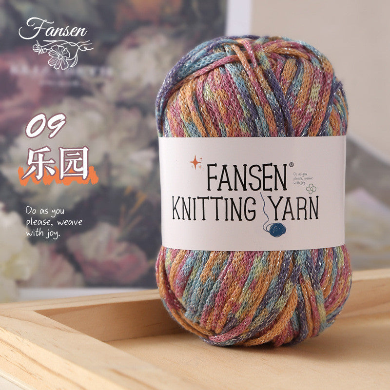2.5mm Glitter Gradient Yarn | Graffiti Style Hollow Cotton Crochet Yarn | Benang Kait | Bag Crochet Yarn