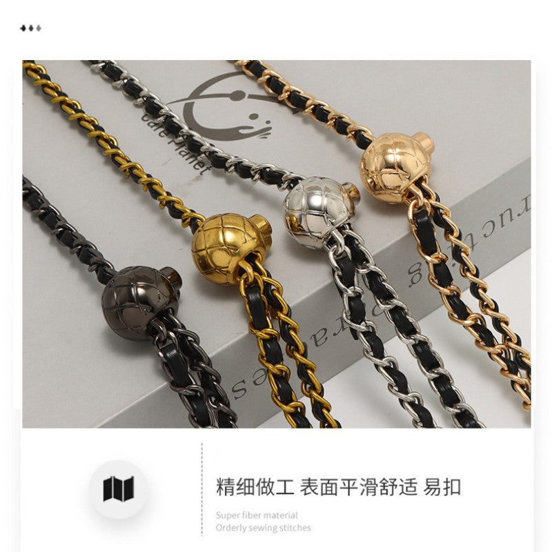120cm- PU Leather Chain Strap with Adjustable Gold Ball Buckle | Crossbody Bag Chain Replacement | Tali / Rantai Bag