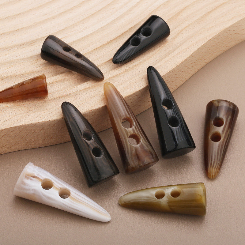 1pc - Resin Faux Horn Toggle Button for Wool Coat & Trench Coat | Button for Bag | Cow Horn Shaped Button