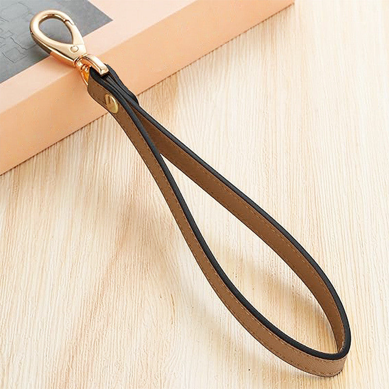 21cm- PU Leather Short Bag Strap Detachable Wrist Strap with Metal Hook Anti-Loss Hand Handle