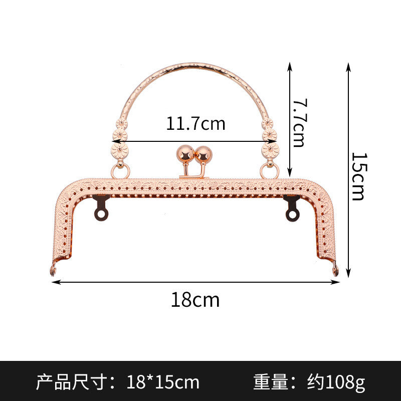 Embossed M-Shape Plum Blossom Metal Purse Frame DIY Handbag Hardware Clasp Lock | Kiss Lock Frame