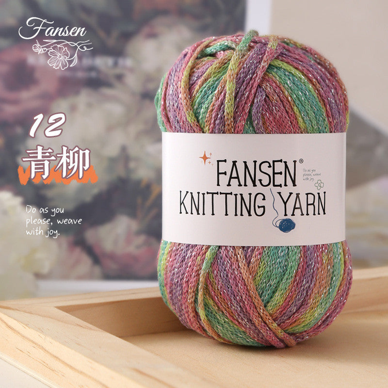 2.5mm Glitter Gradient Yarn | Graffiti Style Hollow Cotton Crochet Yarn | Benang Kait | Bag Crochet Yarn
