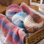 100g- Variegated Long Pile Wool Blend Yarn| Crochet & Knitting Yarn for Hat Shawl Scarf | Benang Kait | 十刻 雪宝同款 平替 羊毛混纺线