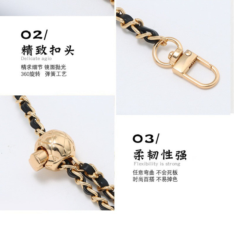 120cm- PU Leather Chain Strap with Adjustable Gold Ball Buckle | Crossbody Bag Chain Replacement | Tali / Rantai Bag