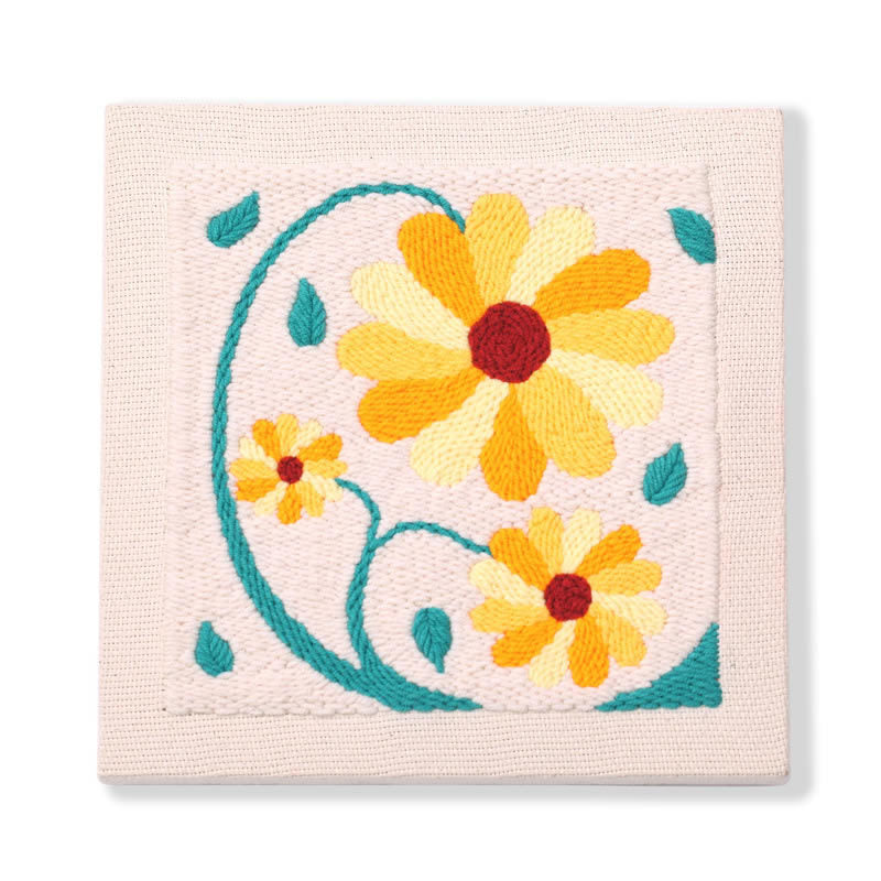 Punch Needle Embroidery Kit with Hoop & Tool | DIY Rug Punch Kit Flower Pattern | Russian Poke Needle Set