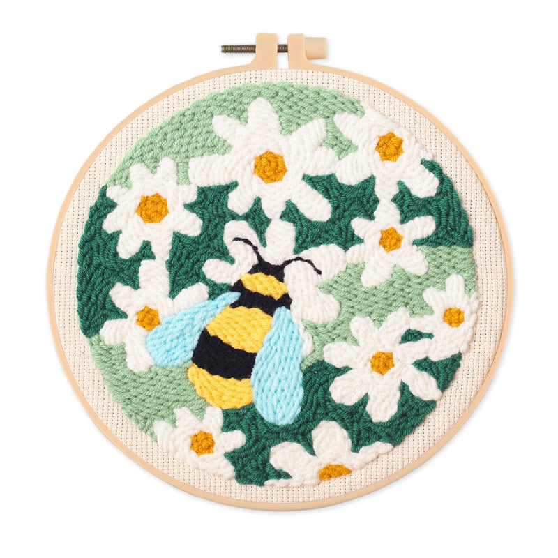 Punch Needle Embroidery Kit with Hoop & Tool | DIY Rug Punch Kit Flower Pattern | Russian Poke Needle Set
