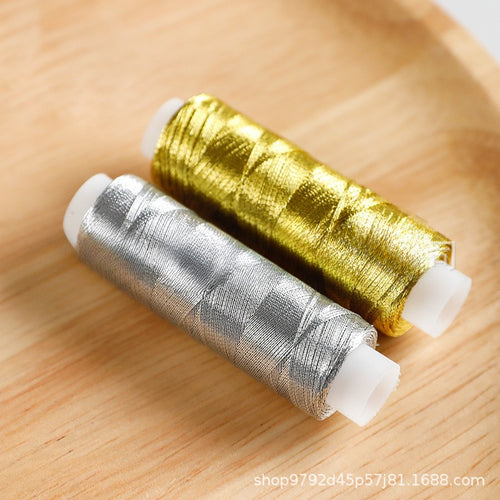 DIY Metallic Gold Silver Sewing Thread | Embroidery Thread for Quilting Hand Sewing Craft | Benang Sulam Emas
