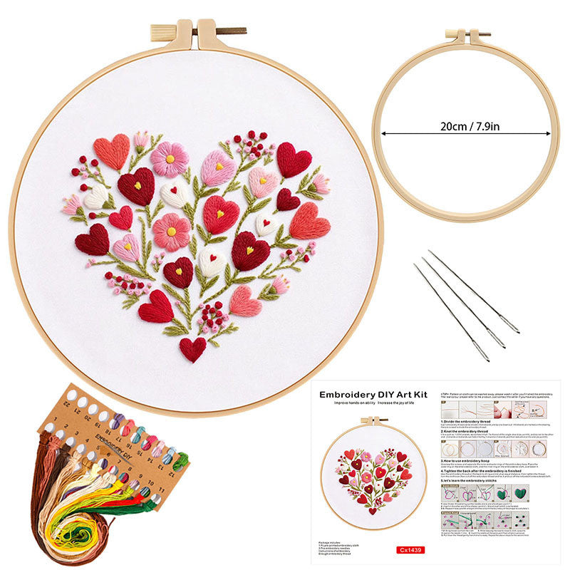 DIY Embroidery Kit Flower Bouquet Pattern | Sunflower Vase Hand Embroidery Starter Kit | Needlework  Set Sulaman Tangan