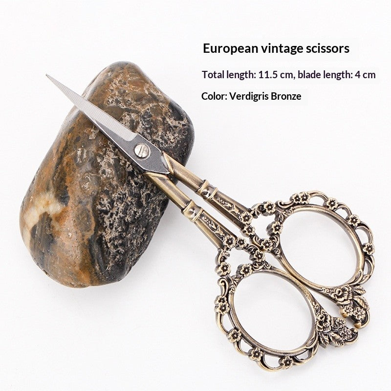 Classic European Handcrafted Scissors – Small Stainless Steel Tailor Tool with Ornate Pattern | Small Cutter