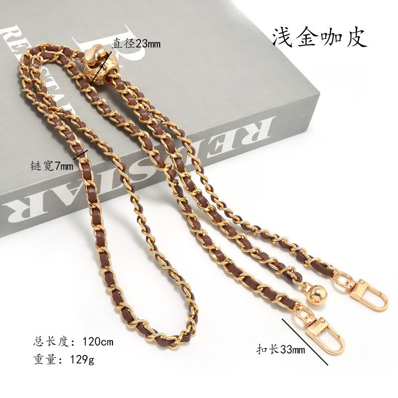 120cm- PU Leather Chain Strap with Adjustable Gold Ball Buckle | Crossbody Bag Chain Replacement | Tali / Rantai Bag