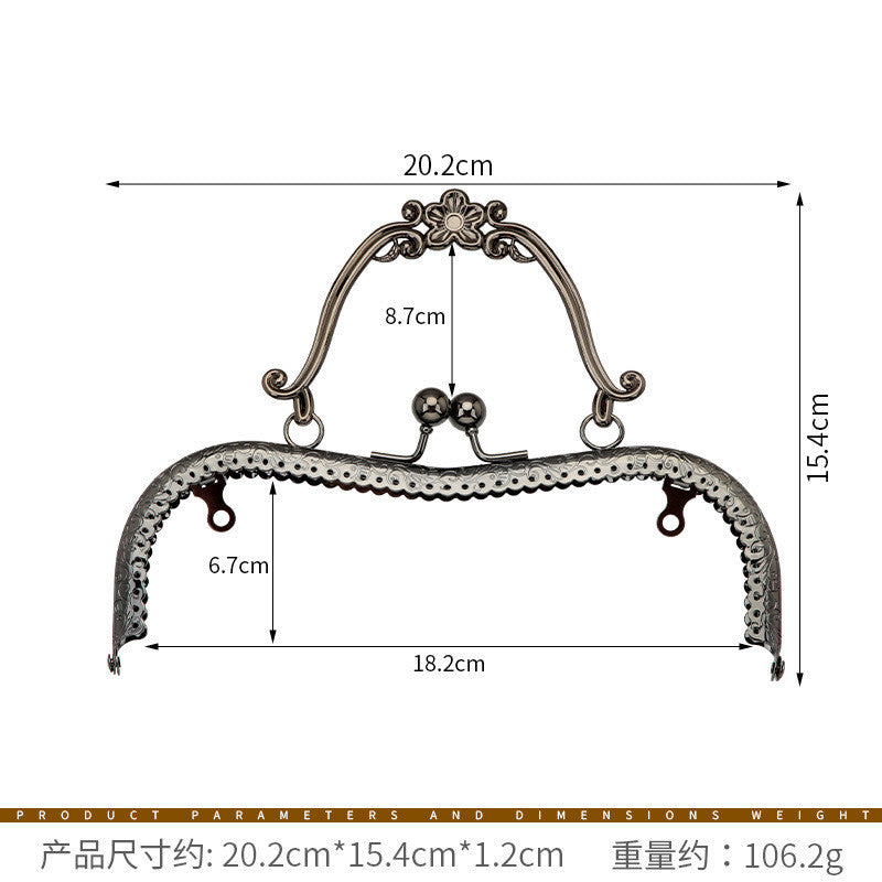 Embossed M-Shape Plum Blossom Metal Purse Frame DIY Handbag Hardware Clasp Lock | Kiss Lock Frame