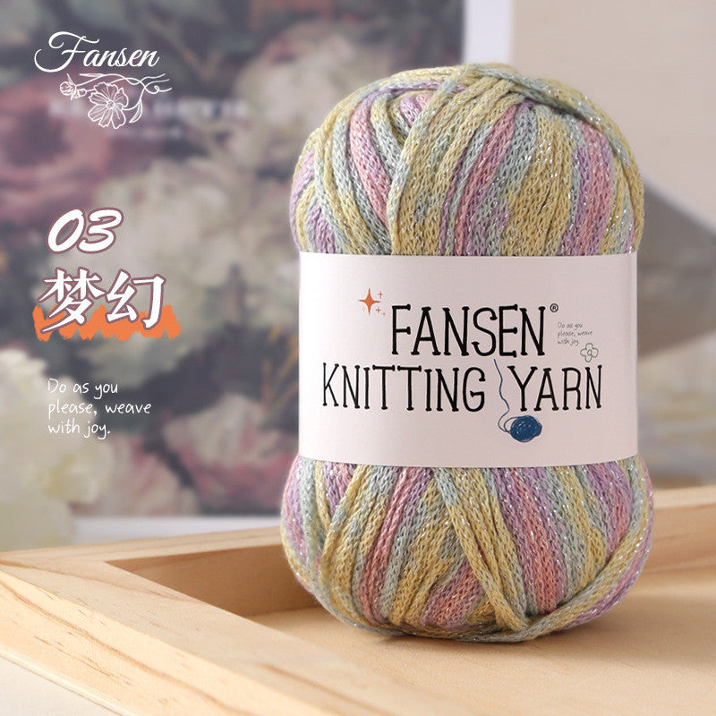 2.5mm Glitter Gradient Yarn | Graffiti Style Hollow Cotton Crochet Yarn | Benang Kait | Bag Crochet Yarn
