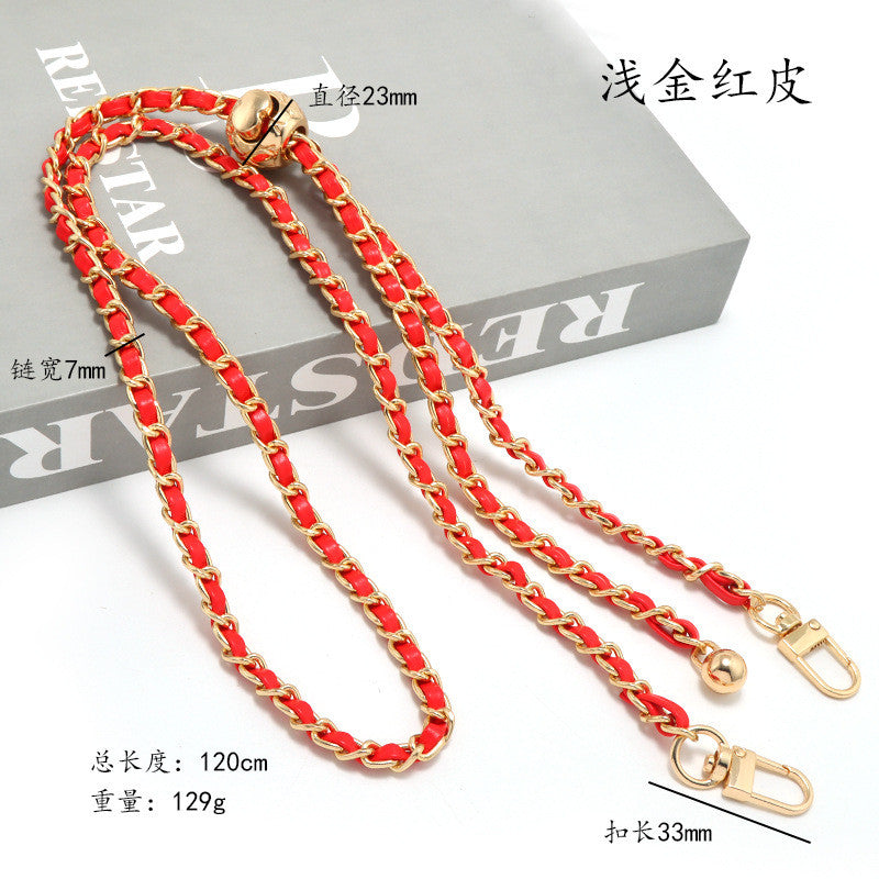 120cm- PU Leather Chain Strap with Adjustable Gold Ball Buckle | Crossbody Bag Chain Replacement | Tali / Rantai Bag
