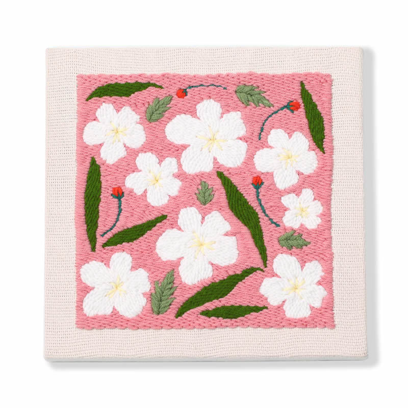 Punch Needle Embroidery Kit with Hoop & Tool | DIY Rug Punch Kit Flower Pattern | Russian Poke Needle Set