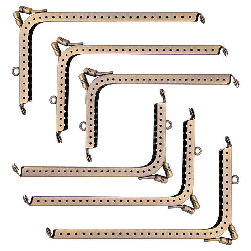 Antique Bronze Square L-Shape Metal Purse Frame | Kiss Lock | Purse Clasps | Accessories