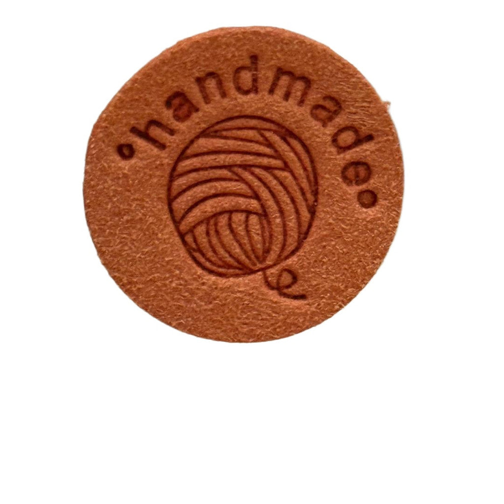 5pcs Handmade Microfiber Label Tag Color Tag O Size Tag 彩色标签handmade圆形两孔压花麂皮绒皮标