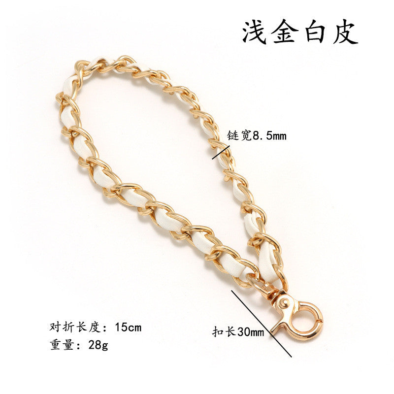 15cm Detachable Phone Wrist Strap | Luxury Metal Chain with PU Leather | Anti-Drop Hand Strap | Stylish & Durable