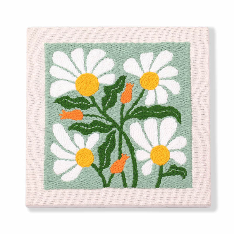 Punch Needle Embroidery Kit with Hoop & Tool | DIY Rug Punch Kit Flower Pattern | Russian Poke Needle Set