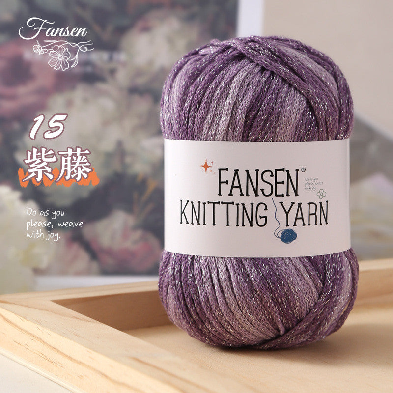 2.5mm Glitter Gradient Yarn | Graffiti Style Hollow Cotton Crochet Yarn | Benang Kait | Bag Crochet Yarn